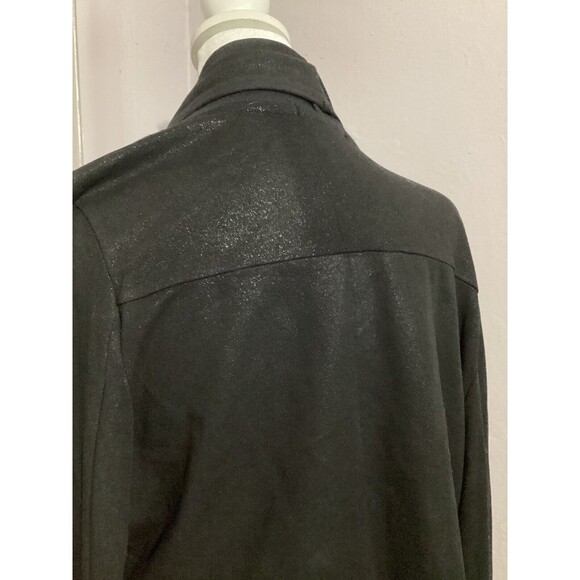 Revolve Krisa Metallic Black Navy Blue Open Front Long Sleeve Knit Cardigan - Picture 5 of 7